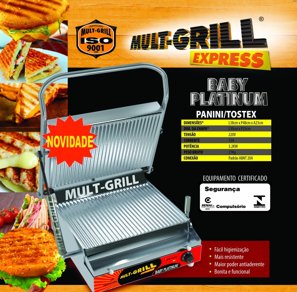 Lançamento Baby Platinum Panini-Tostex Mult-Grill